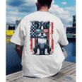 Vintage Boston Terrier Dog American USA US Flag Pets Lovers Men's Back Print T-Shirt, funny gift