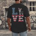 4th Of July Decor Patriotic LOVE Boston Terrier USA Flag Men's Back Print T-Shirt, funny design
