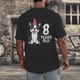 8 Years Old Birthday Boston Terrier Dog Lover 8th Party Kid Men's Back Print T-Shirt, funny design
