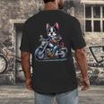 Biker Boston Terrier Dog Riding Motorbike Men's Back Print T-Shirt, funny design