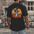 Boston Terrier Bostie Dog Breed Pet Halloween Pumpkins Men's Back Print T-Shirt, funny design
