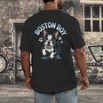 Boston Terrier Boy Cute Cartoon Dog Owner Pet Boston Terrier Men's Back Print T-Shirt, funny design
