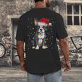 Boston Terrier Christmas Santa Hat Tree Lights Pajama Men's Back Print T-Shirt, funny design