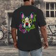 Boston Terrier In Day Of The Dead Sugar Skull Dog Men's Back Print T-Shirt, funny design