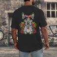 Boston Terrier Dia De Los Muertos Day Of The Dead Dog Skull For Men Women Kids Men's Back Print T-Shirt, funny design