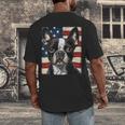 Boston Terrier Dog American Flag 4th Of July Patriotic Puppy Men's Back Print T-Shirt, funny design