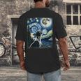 Boston Terrier Dog Art Van Gogh Starry Night Boston Terrier Men's Back Print T-Shirt, funny design