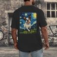 Boston Terrier Dog Starry Night Painting Men's Back Print T-Shirt, funny design