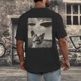 Boston Terrier Dog UFO Alien Extraterrestrial Selfie Men's Back Print T-Shirt, funny design