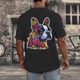 Boston Terrier Floral Vintage Dog Mom Distressed Men Women Kids Men's Back Print T-Shirt, funny design