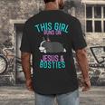 Boston Terrier This Girl Runs On Jesus And Boston Terriers Men's Back Print T-Shirt, funny design
