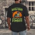 Boston Terrier Halloween Zombie American Gentleman Dog Lover Men's Back Print T-Shirt, funny design