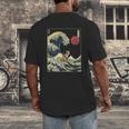 Boston Terrier Japanese Kanagawa Wave Surf Dog Men's Back Print T-Shirt, funny design