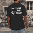 Boston Terrier Lover Coffee And Boston Terriers Men's Back Print T-Shirt, funny design