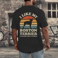 I Like My Boston Terrier And Maybe Like 3 People Dog Lover Men's Back Print T-Shirt, funny design