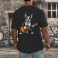 Boston Terrier Playing Guitar Boston Terrier Men's Back Print T-Shirt, funny design