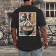 Boston Terrier Ramen Noodles Japanese Art Retro Ocean Waves Men's Back Print T-Shirt, funny design