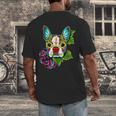 Boston Terrier In Red Day Of The Dead Sugar Skull Dog Men's Back Print T-Shirt, funny design