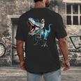 Boston Terrier Riding T-Rex Dinosaur Dog Lover Men's Back Print T-Shirt, funny design