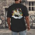 Boston Terrier Riding Unicorn Boys Girls Kids Rainbow Men's Back Print T-Shirt, funny design