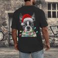 Boston Terrier Santa Christmas Tree Lights Xmas Boys Men Dog Men's Back Print T-Shirt, funny design
