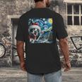 Boston Terrier Santa Starry Night Van Gogh Christmas Dog Men Women Kids Men's Back Print T-Shirt, funny design