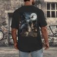 Boston Terrier Selfie Full Moon Flying Witch Halloween Dog Men's Back Print T-Shirt, funny design