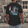 Boston Terrier Selfie Statue Of Liberty 4th Of July American Men's Back Print T-Shirt, funny design