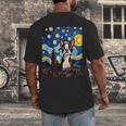 Boston Terrier Starry Night Van Gogh Art Men's Back Print T-Shirt, funny design