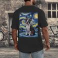 Boston Terrier Van Gogh Starry Night Men's Back Print T-Shirt, funny design