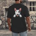 Bull Terrier Pocket Bull Terrier Peeking Out Pocket Men's Back Print T-Shirt, funny design