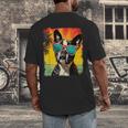 Dog Boston Terrier Hawaiian Men's Back Print T-Shirt, funny design