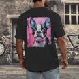 Dog Pink Boston Terrier Men's Back Print T-Shirt, funny design