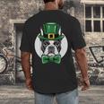Green Boston Terrier Shamrock St Patricks Day Boston Terrier Men's Back Print T-Shirt, funny design