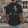 Halloween Boston Terrier And Skeleton Men's Back Print T-Shirt, funny design