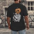 Halloween Skeleton Boston Terrier Men's Back Print T-Shirt, funny design