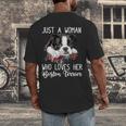 Just a Woman Who Loves Her Boston Terrier Cute Dog Mom Men's Back Print T-Shirt, funny design
