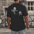 Skeleton Chasing Dog Boston Terrier Halloween Pet Lover Men's Back Print T-Shirt, funny design