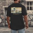 Surfing Boston Terrier Kanagawa Wave Japanese Dog For Men Women Kids Men's Back Print T-Shirt, funny design