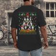 Ugly Sweater Christmas Tree Boston Terrier Dog Xmas Pajama Men's Back Print T-Shirt, funny design