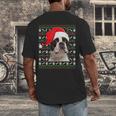 Ugly Xmas Sweater Santa Boston Terrier Dog Christmas For Men Women Kids Men's Back Print T-Shirt, funny design