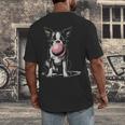 Vintage Boston Terrier Blowing Bubble Gum American Gentleman Men's Back Print T-Shirt, funny design