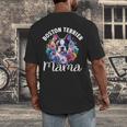 Watercolor Floral Boston Terrier Mama Dog Lover Mother's Day For Men Women Girls Kids Men's Back Print T-Shirt, funny design