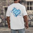 Bavarian Flag As Heart Blue Diamond Bavaria Men's Back Print T-Shirt, funny design