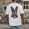 Boston Terrier American Flag Men's Back Print T-Shirt, funny design
