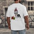 Boston Terrier Christmas T Shirt-Life Is Merrier Premium Tri-Blend Men's Back Print T-Shirt, funny design