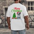 Boston Terrier Christmas Tree Lights Xmas Dog Lover Men's Back Print T-Shirt, funny design