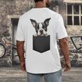 Boston Terrier Dog Puppy Dog In Pocket Cute Pet Lover Men's Back Print T-Shirt, funny design
