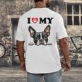 Boston Terrier I Heart My Dog Dog Lover Men's Back Print T-Shirt, funny design