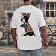 Boston Terrier Lover I Love Mom Tattoo Leopard Men's Back Print T-Shirt, funny design